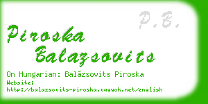 piroska balazsovits business card